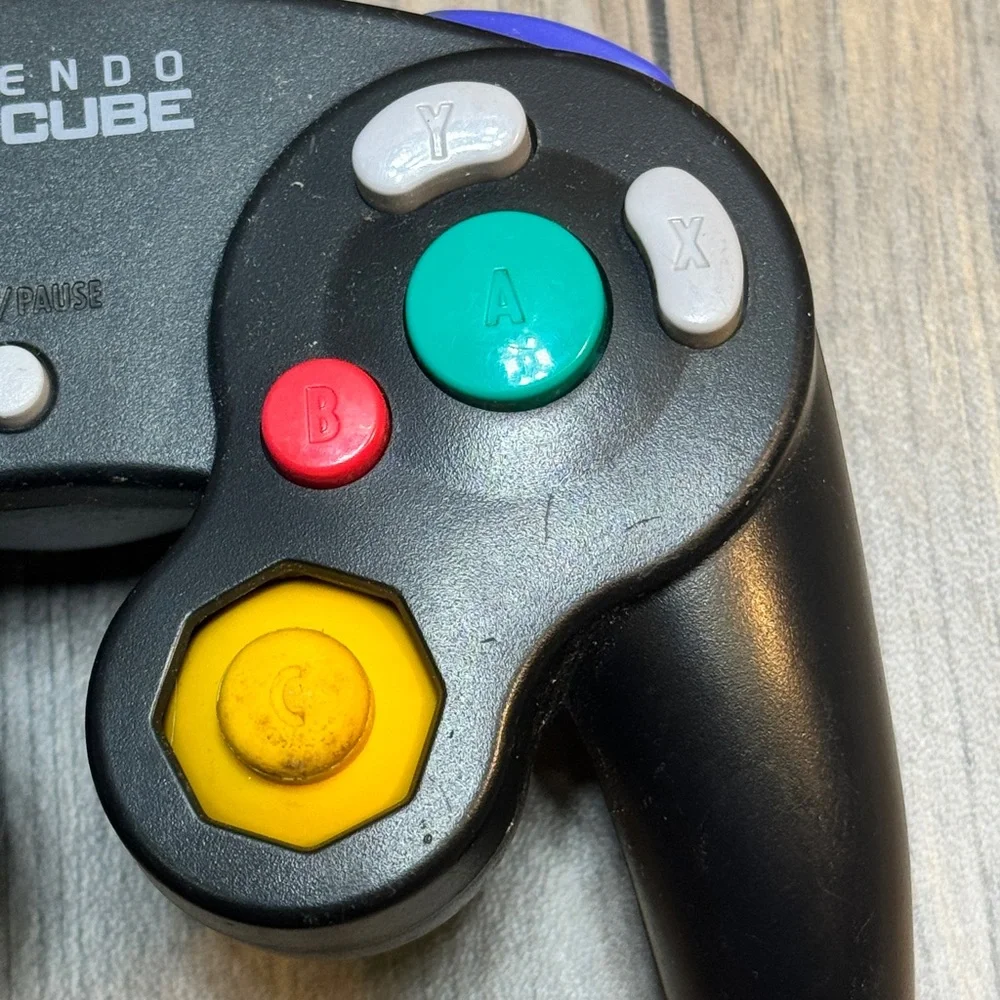 Official Nintendo GameCube Black Controller DOL-003 Wired OEM Tested & Working